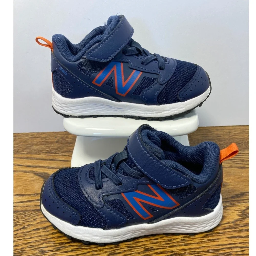 New Balance 650 Toddler Boy Navy Blue Orange Sneakers IT650NB1 Size 7 US